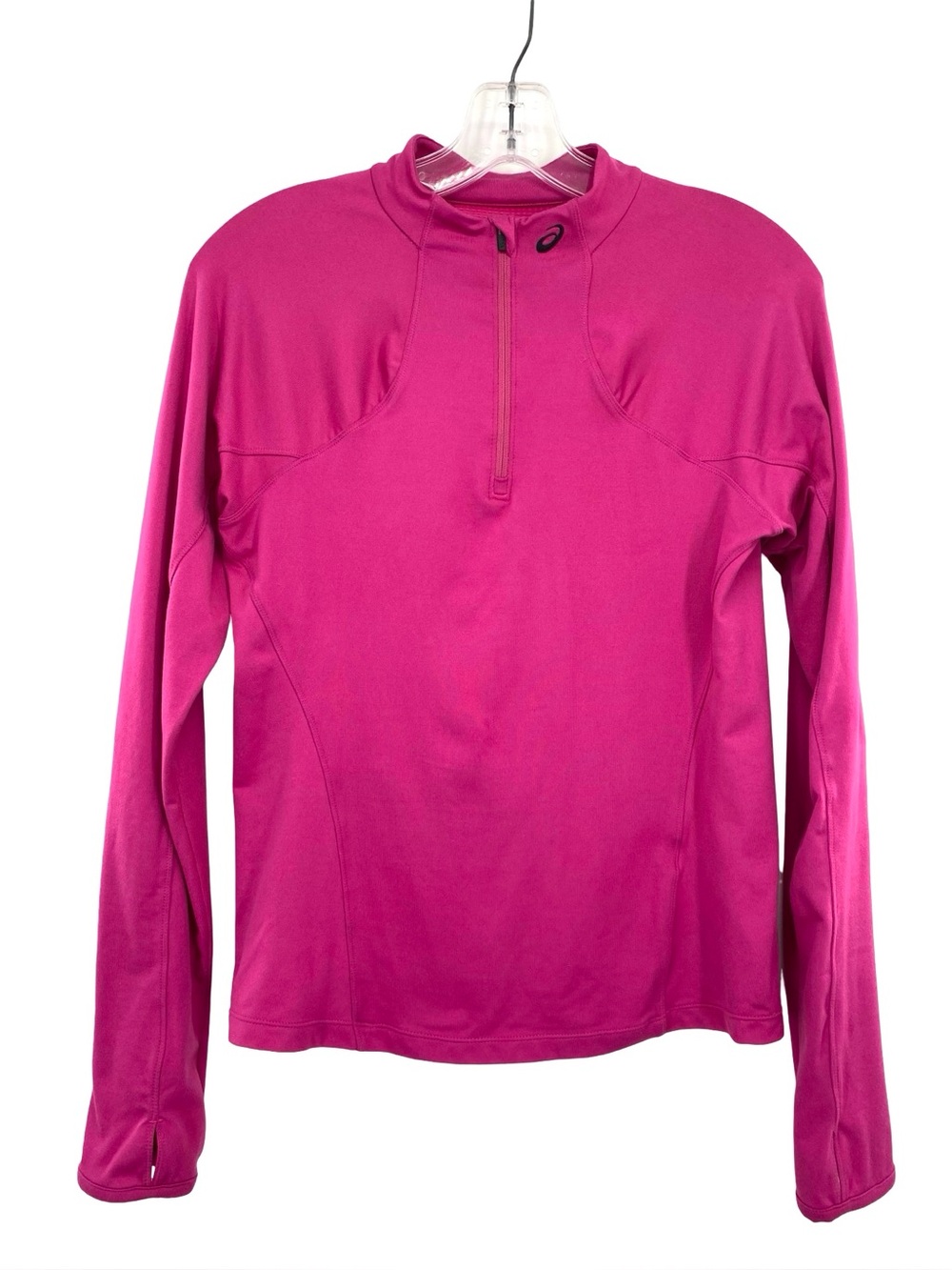 Asics Pink Fitted Quarter Zip Long Sleeve Athletic Top Mandarin Collar Small